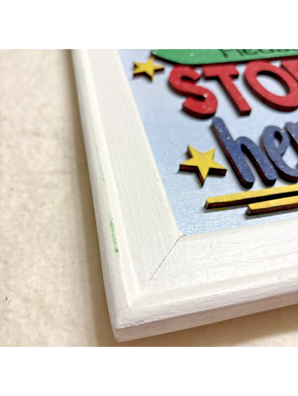 Handpainted Santa Please Stop Here 3D Laser cut Wooden Sign 13 x 9 x 1